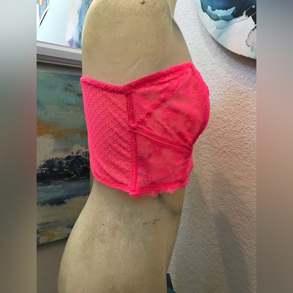 NWT Victorias Secret Dream Angels Corset Bustier Strapless Hot Pink Lace & Mesh - Picture 8 of 16